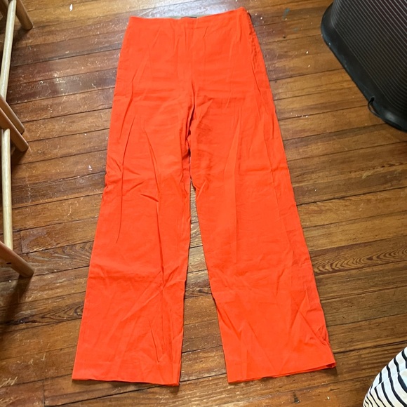 Theory Clean High Rise Wide Leg Pants in Fire Opal - Picture 4 of 8